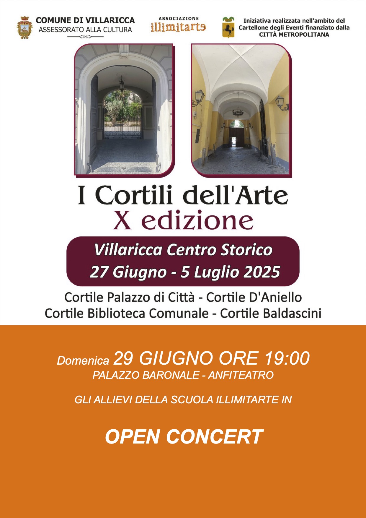VILLARICCA: OGGI L'OPEN CONCERT DEGLI ALLIEVI DELLA SCUOLA ILLIMITARTE NELL'AMBITO DE "I CORTILI DELL'ARTE"